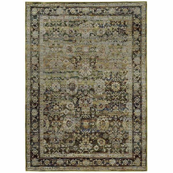 Homeroots 2 x 3 ft. Green & Brown Floral Area Rug 383645 - main